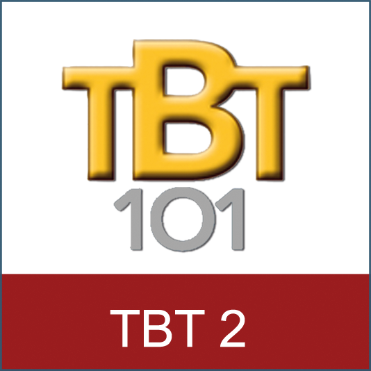 Das Bild zeigt das gelbe Logo "TBT 101" und unten in einem roten Feld steht "TBT 2".